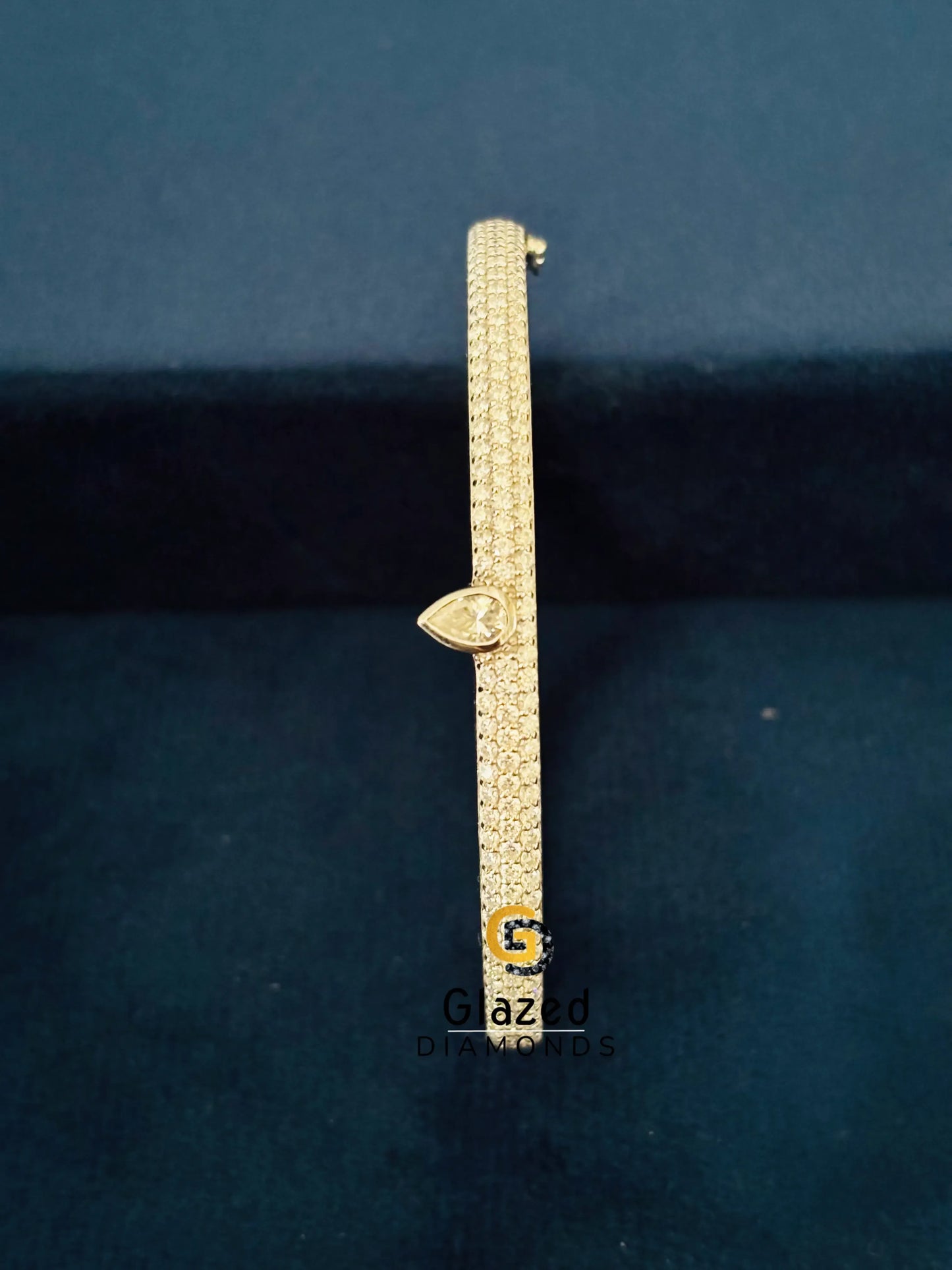 925 Sterling Silver Pear Cut Moissanite Pave Bangle Bracelet for Unisex