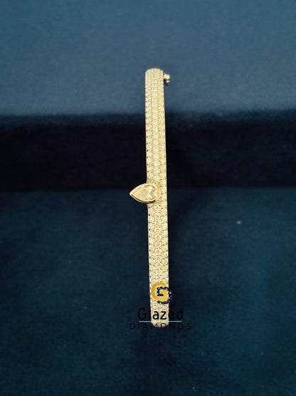 925 Sterling Silver Pear Cut Moissanite Pave Bangle Bracelet for Unisex