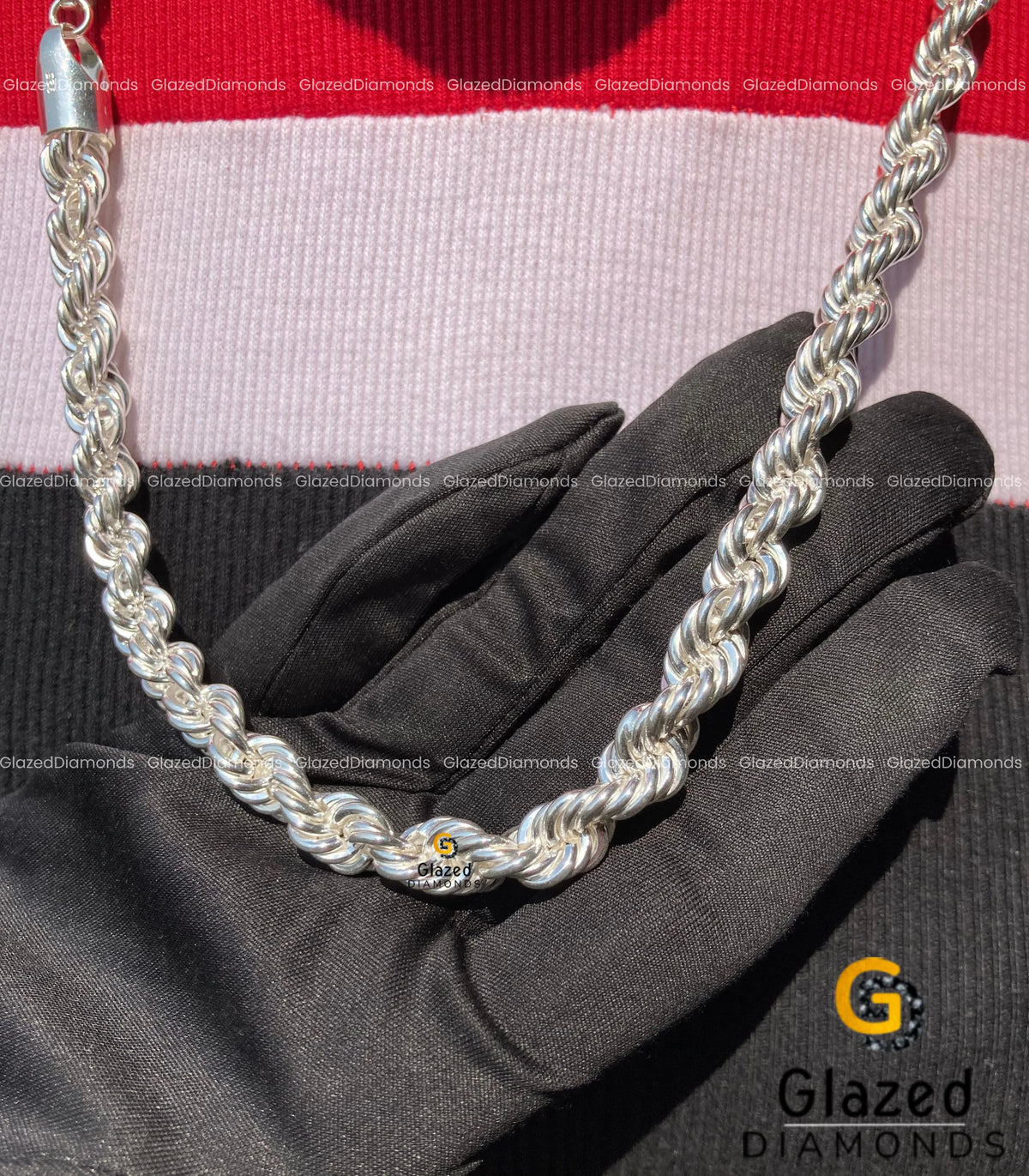 Diamond Lock Rope Chain 9MM Rope Solid Diamond Cut High Polish Chain – Glazed Diamonds