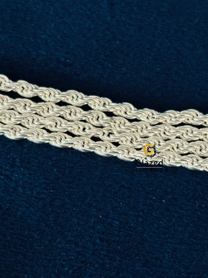 925 Sterling Silver Rope Chain For Unisex