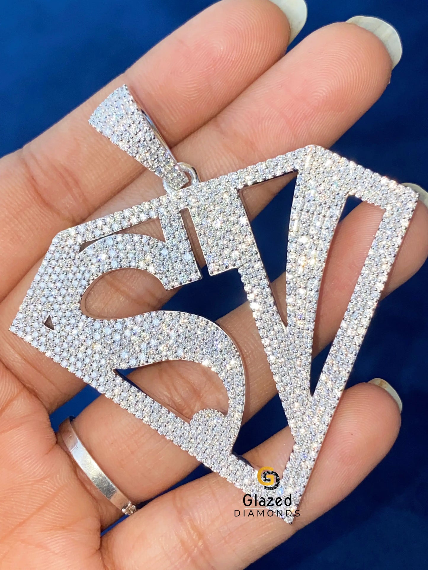 925 Sterling Silver SV Letter Pendant