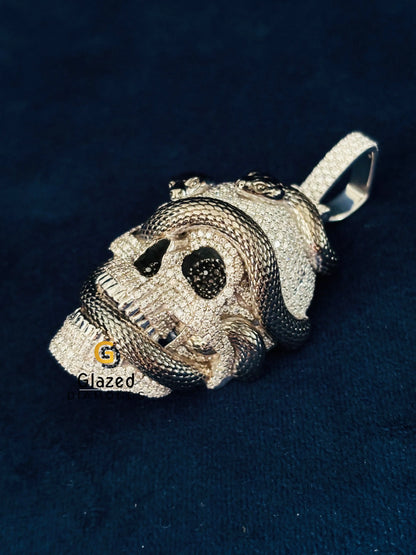 925 Sterling Silver Skull With Snack Pendant For Men