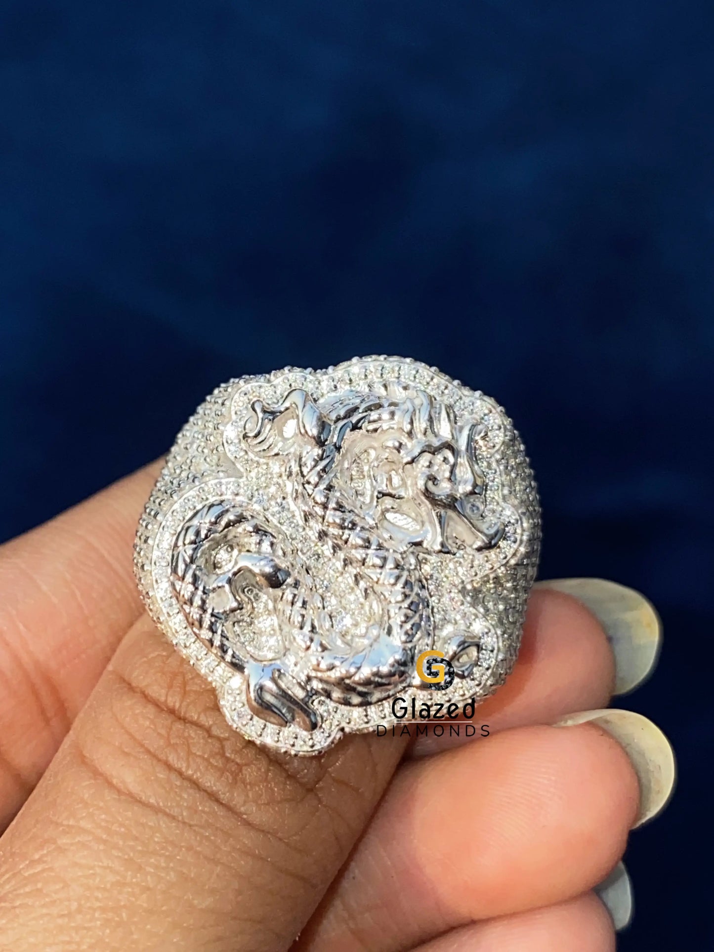 925 Sterling Silver Snake Shape Moissanite Hip Hop Ring