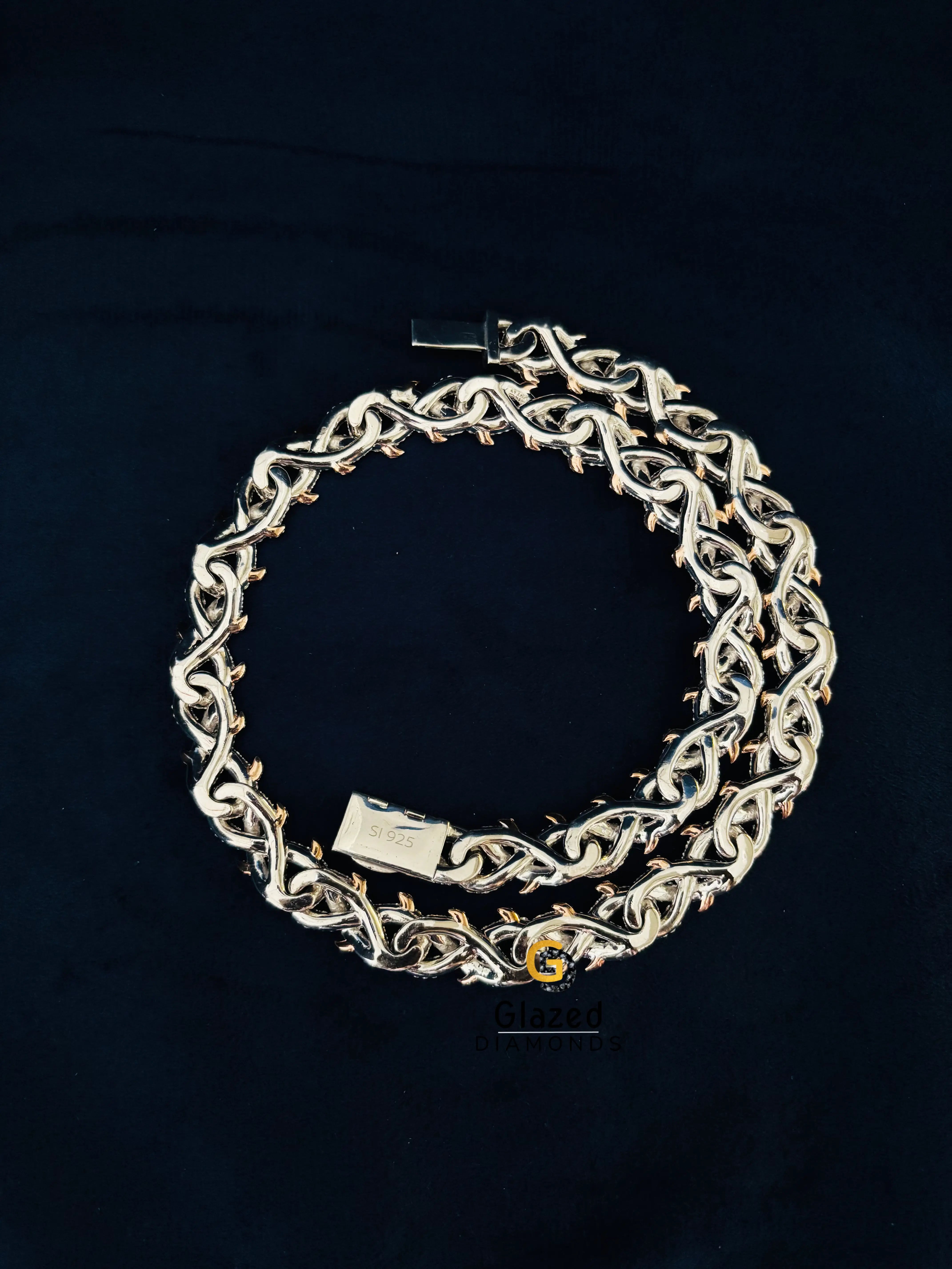 925 Sterling Silver Thrown Crown Moissanite Hip Hop Chain For Men