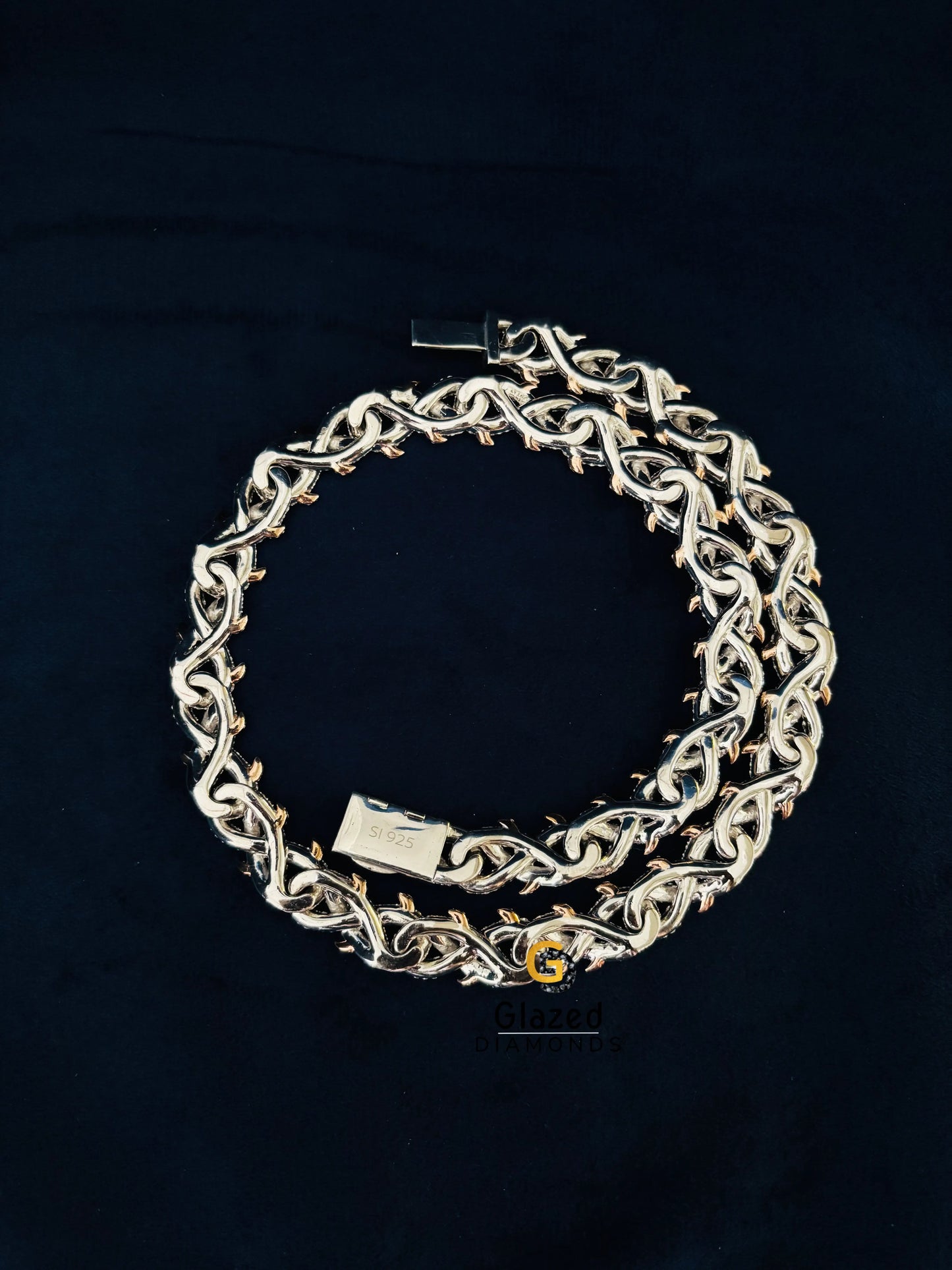 925 Sterling Silver Thrown Crown Moissanite Hip Hop Chain For Men