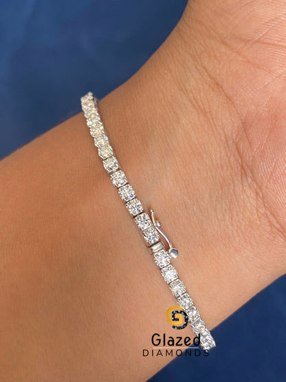 925 Sterling Silver VVS Diamond Tennis Bracelet
