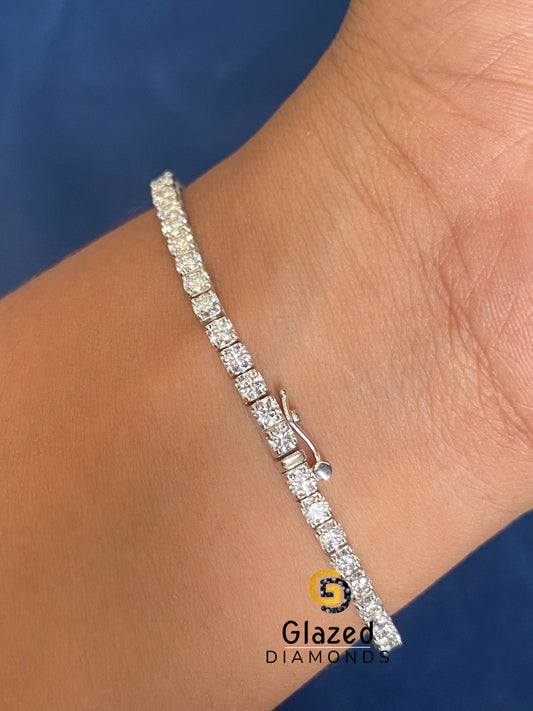 925 Sterling Silver VVS Diamond Tennis Bracelet
