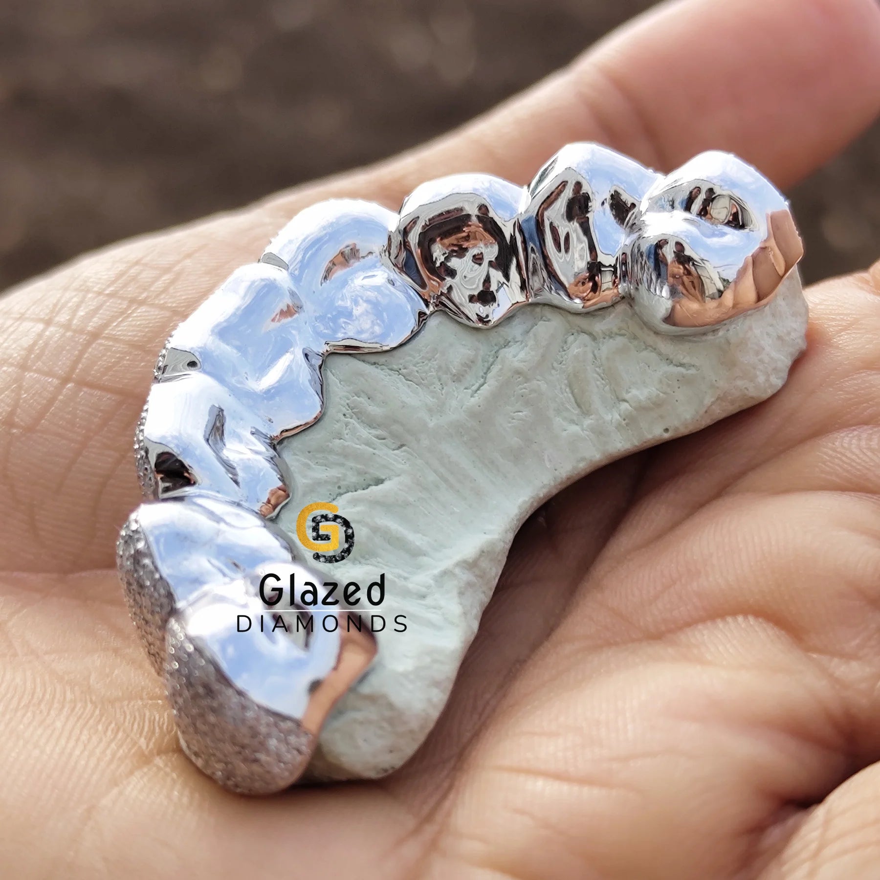 925 sterling Silver Diamond Grillz For Men