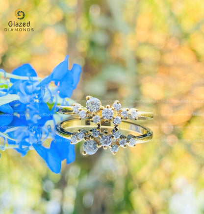 9 Pcs Moissanite Cluster Engagement Ring