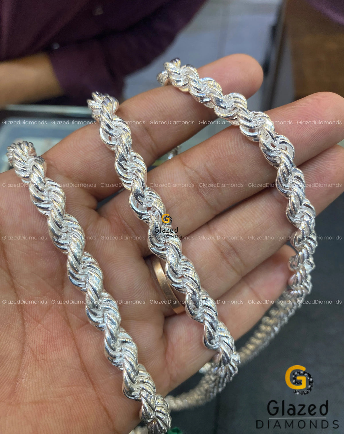 Diamond Lock Rope Chain 9MM Rope Solid Diamond Cut High Polish Chain – Glazed Diamonds