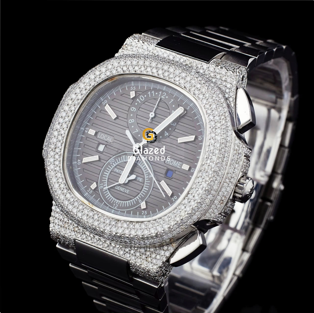 Face Dial Iced Out Metal Srap VVS Moissanite Watch For Men