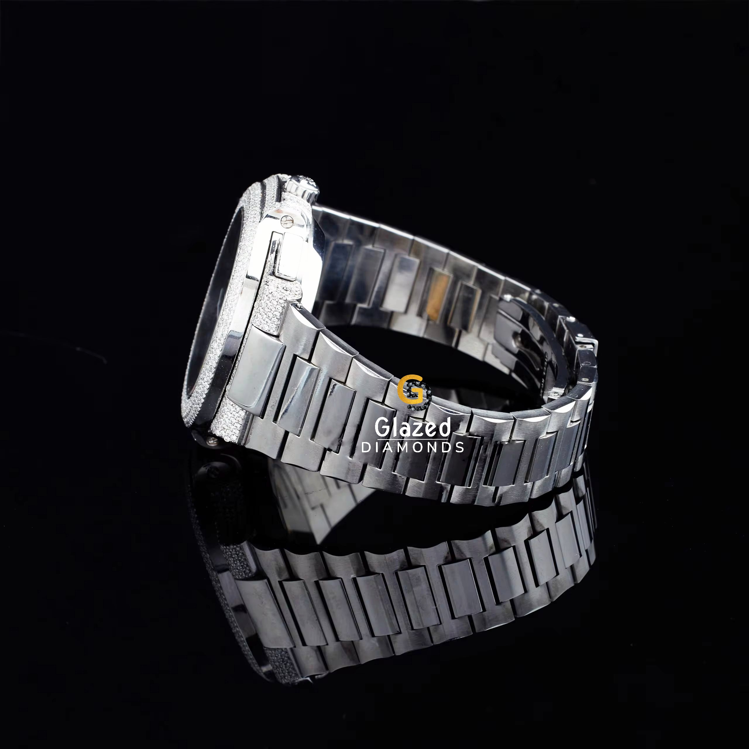 Face Dial Iced Out Metal Srap VVS Moissanite Watch For Men