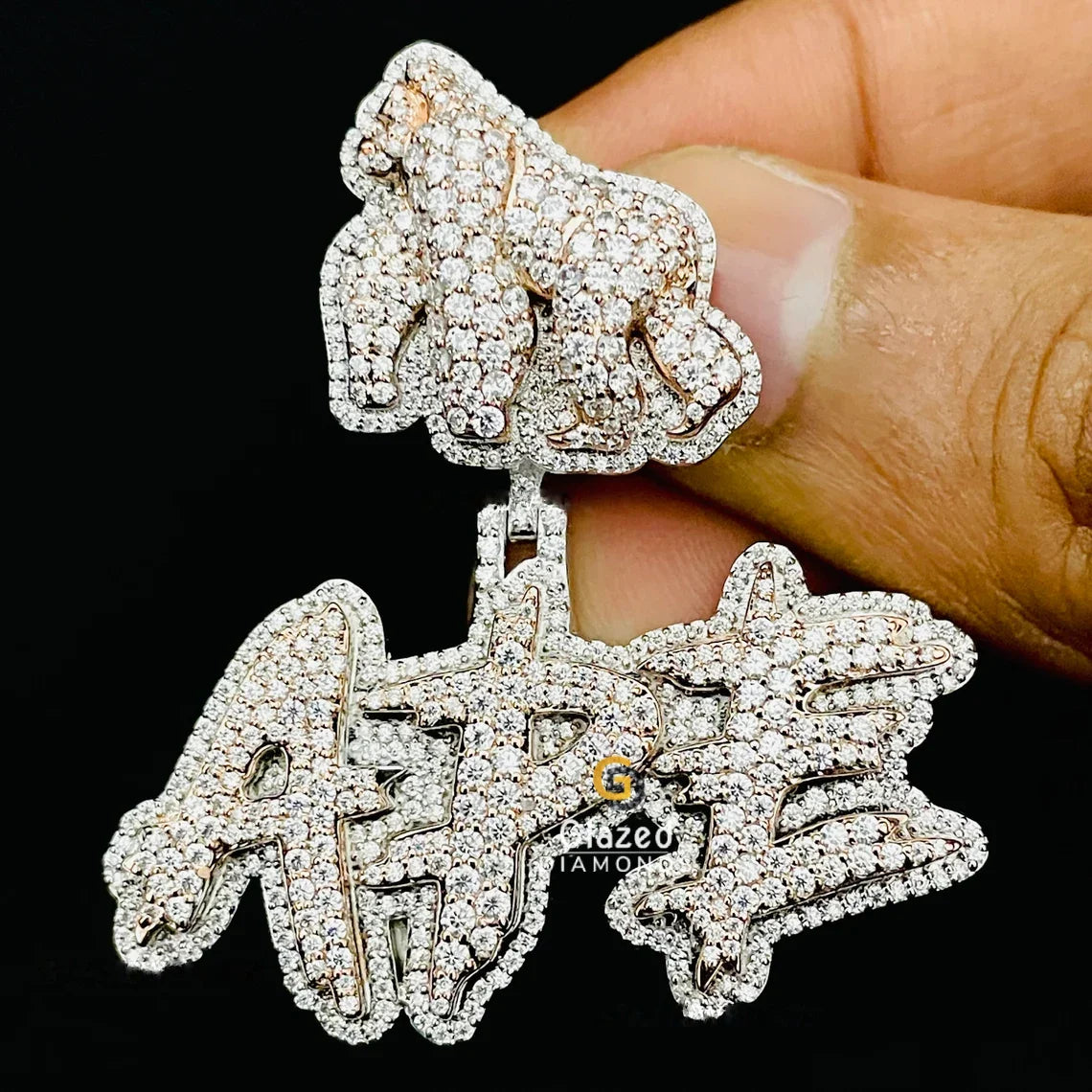 Iced Out APE Custom Letter Moissanite Pendant With Gorilla Bail