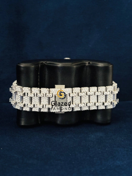 Fully Iced Out Green Stick Bar Moissanite Watch For Men