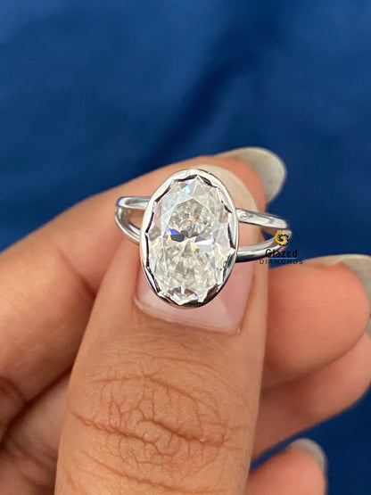 Abstract Bezel Set Solitaire Diamond Ring