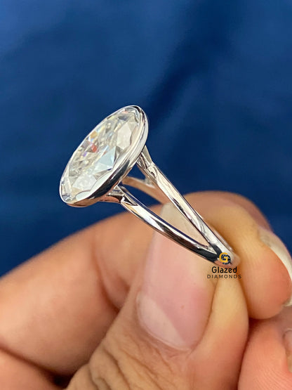 Abstract Bezel Set Solitaire Diamond Ring For Women