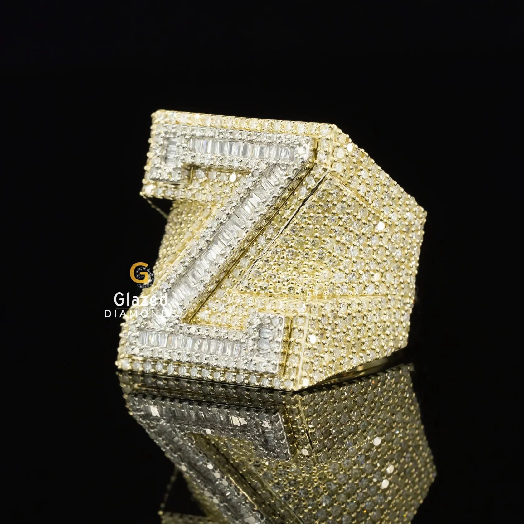 Custom Hip Hop Moissanite Diamond Alphabet Letter Rapper Ring