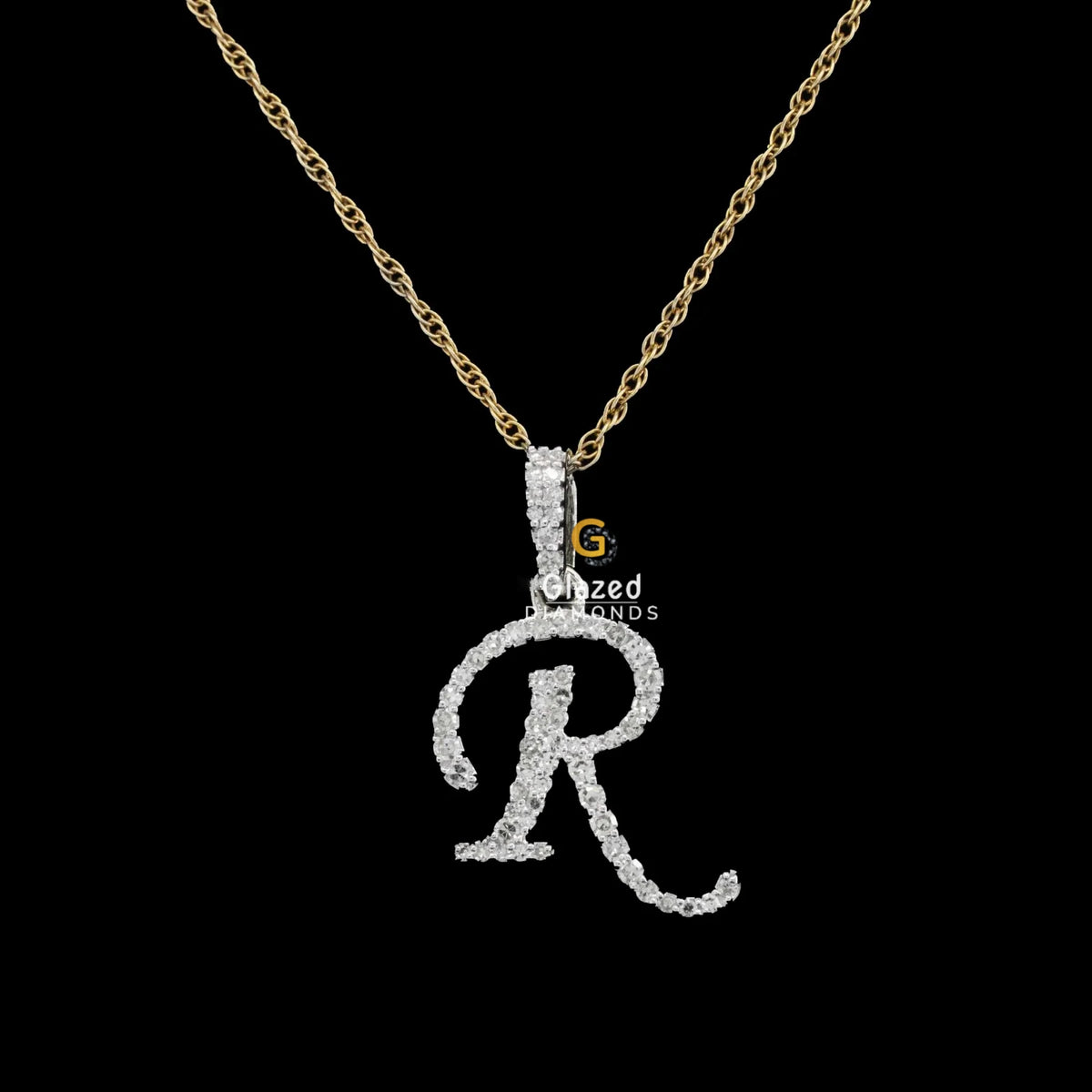 Initial R Letter Moissanite Pave Diamond Hip Hop Pendant