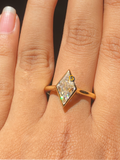 3.5 CT Lozenge Cut Solitaire Bezel Set Moissanite Engagement Ring For Her