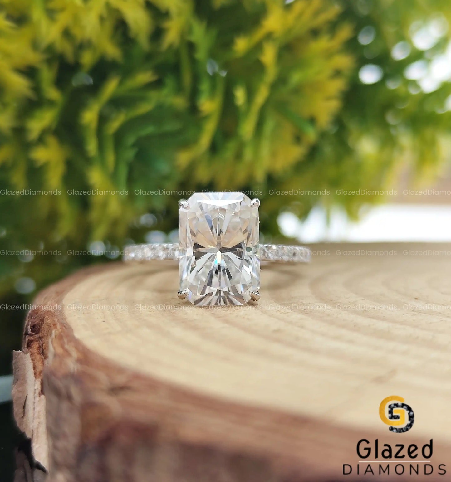 3 CT Radiant Cut Moissanite Hidden Halo Engagement Ring