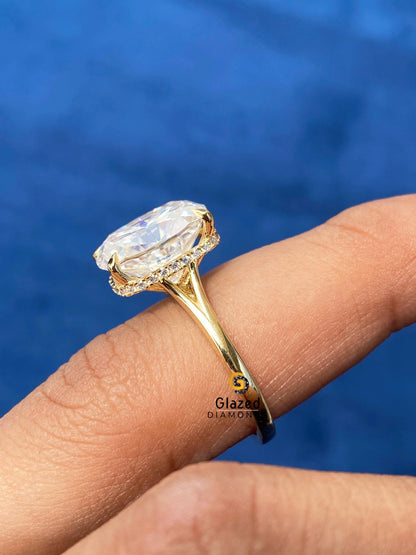 Anniversary Moissanite Cushion Cut Wedding Ring