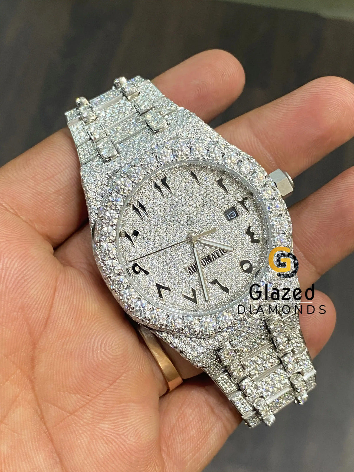 41mm Stainless Steel Hip Hop Moissanite Diamond Watch