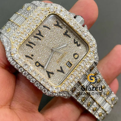 Arabic Baguette Dial Moissanite Watch For Sale