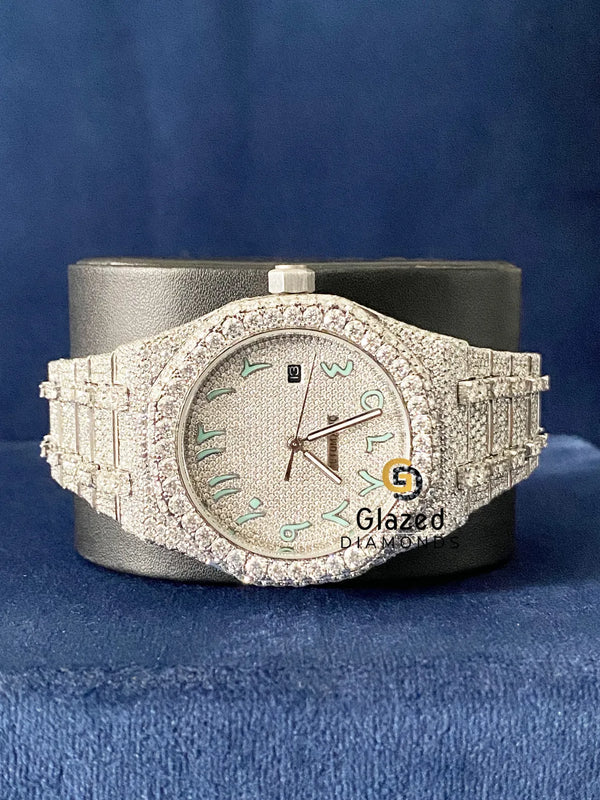 Arabic Dial Fully Iced Out VVS Moissanite Watch