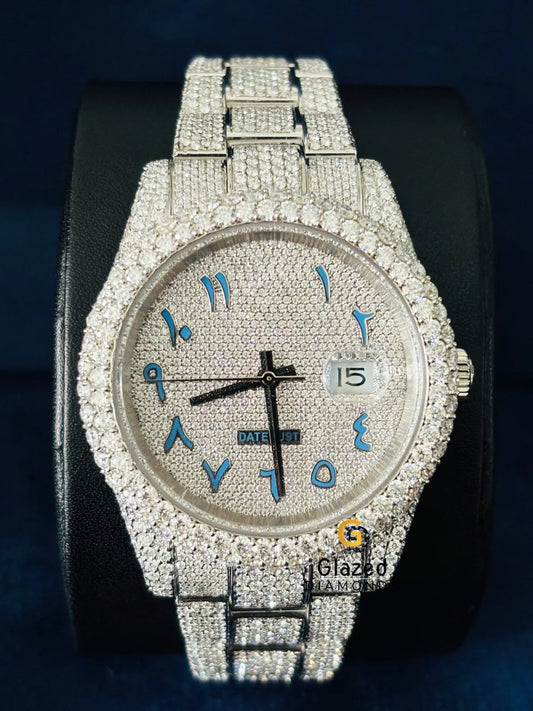 Arabic Dial Round VVs Moissanite D Colorless Watch