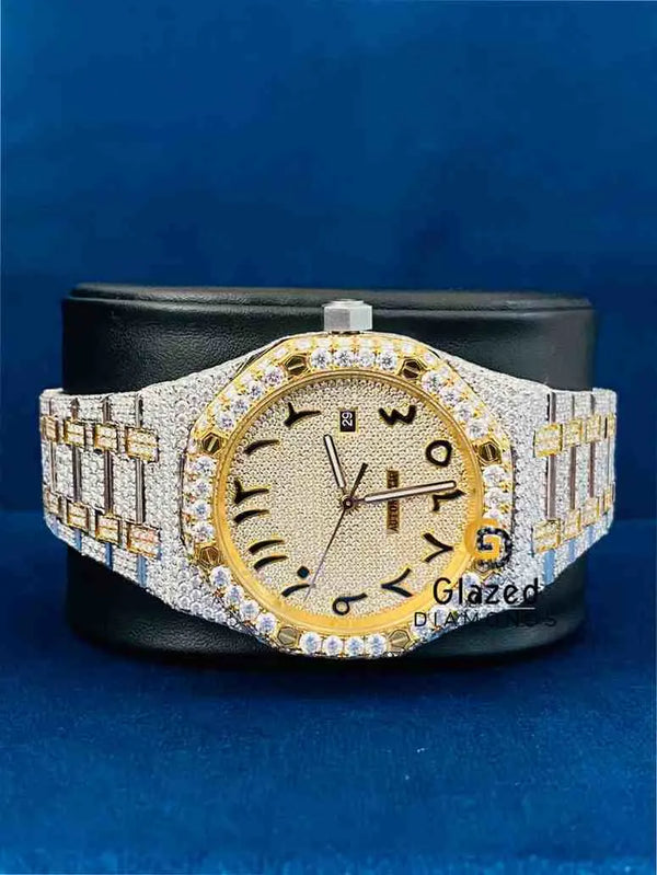 Arabic Number Dial Bust Down Hip Hop Watch