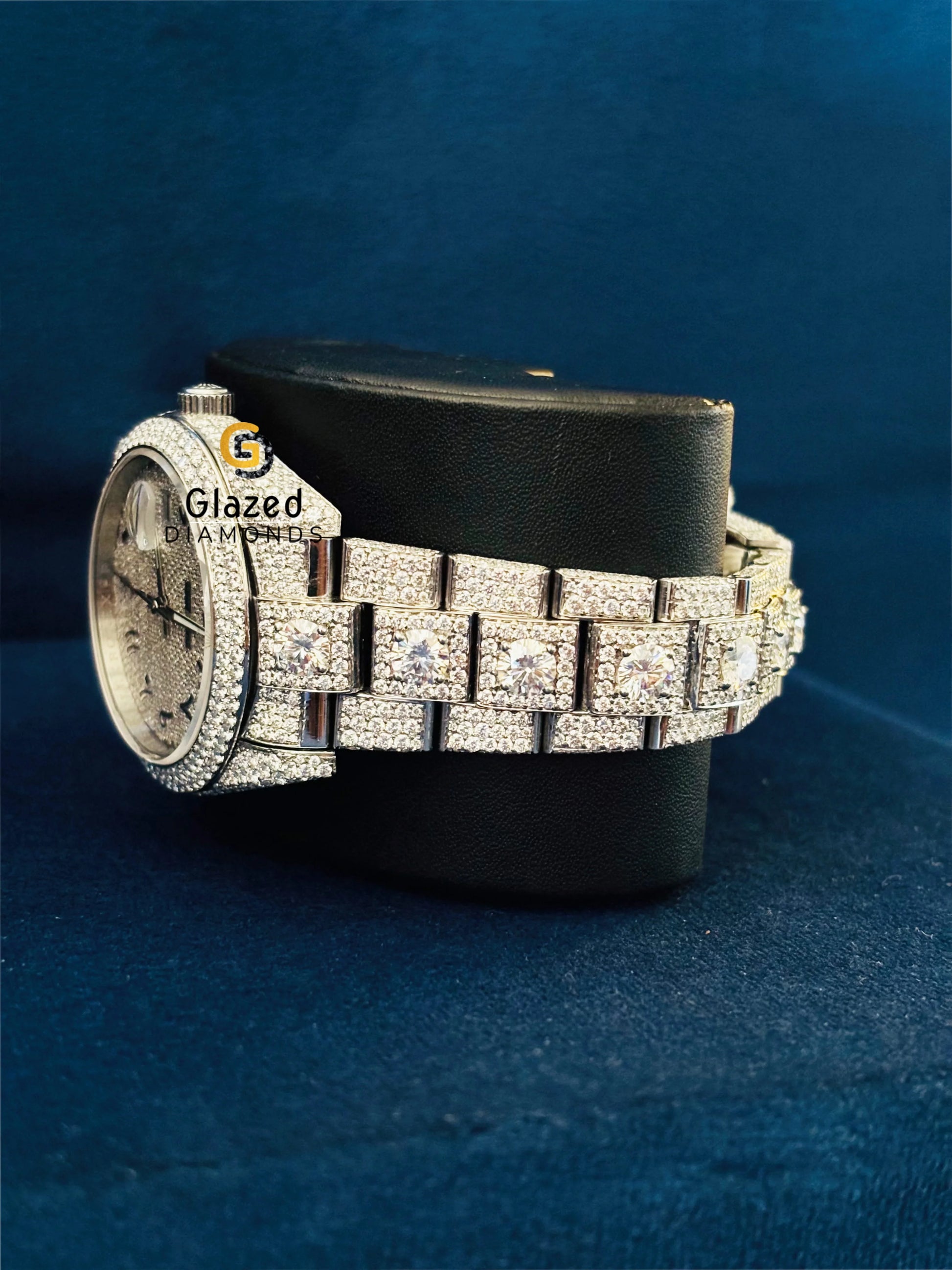 Arabic Number Iced Out Moissanite Watch Rolex