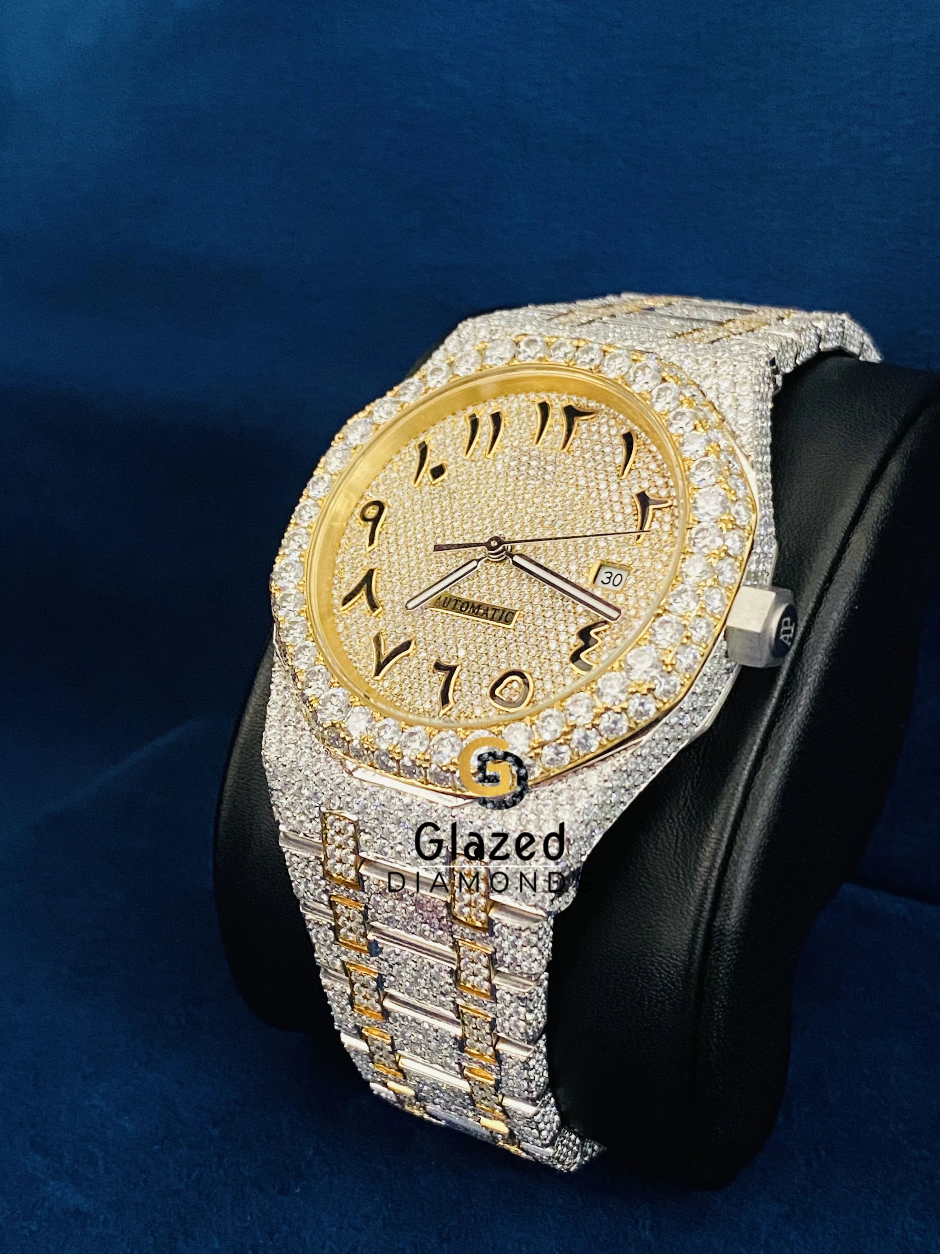 Arabic Number Two Tone Hip Hop Watch