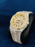 Arabic Number Two Tone Hip Hop Watch