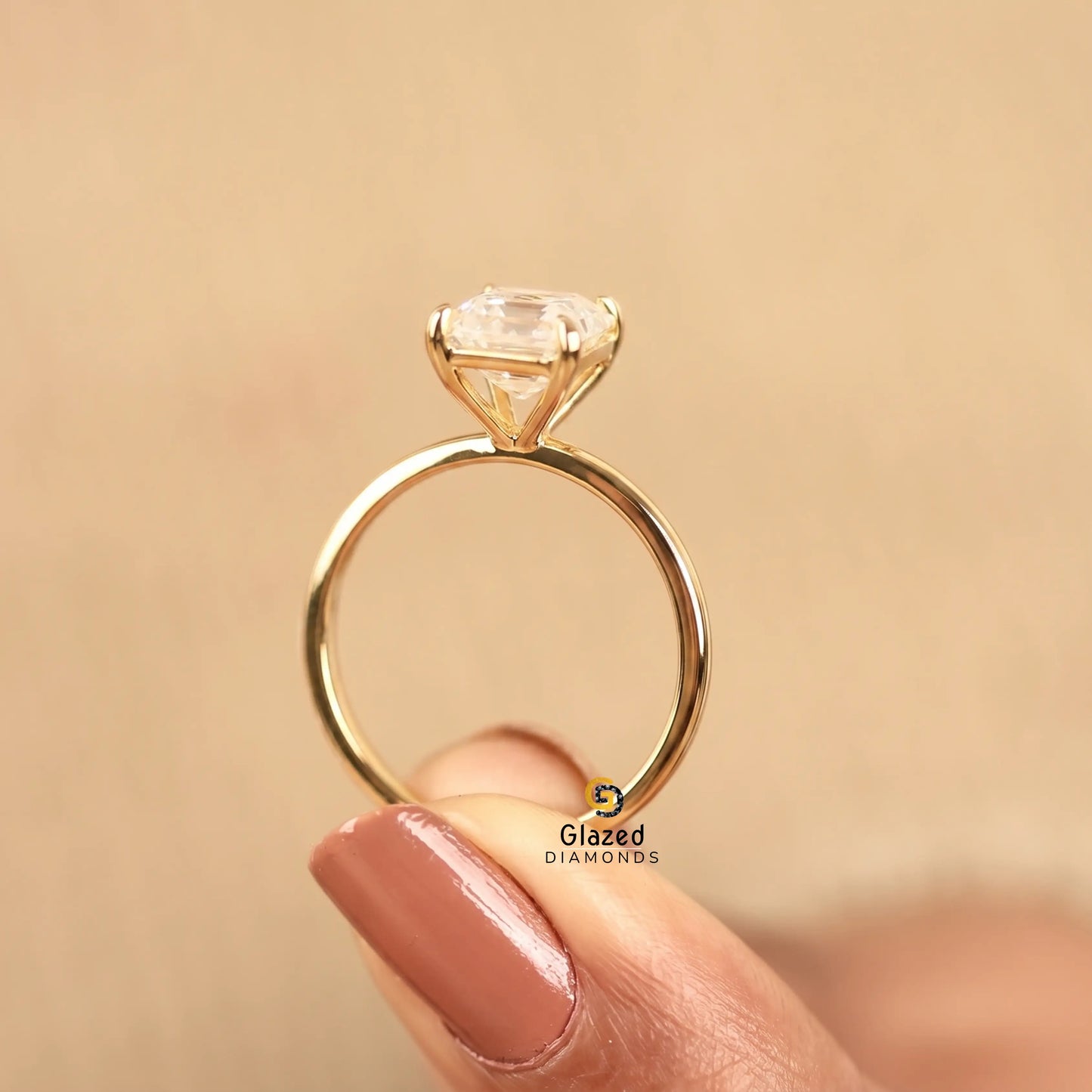 2CT Asscher Lab Grown Diamond Solitaire Ring For Women