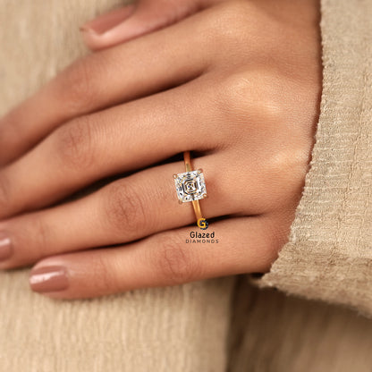 2CT Asscher Lab Grown Diamond Solitaire Ring For Women