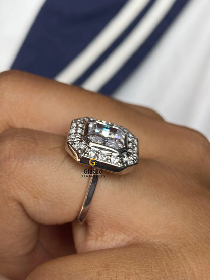 Asscher Cut Moissanite Engagement Ring