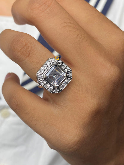 Asscher Cut Moissanite Engagement Ring For Her