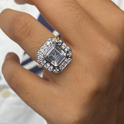 Asscher Cut Moissanite Engagement Ring For Her
