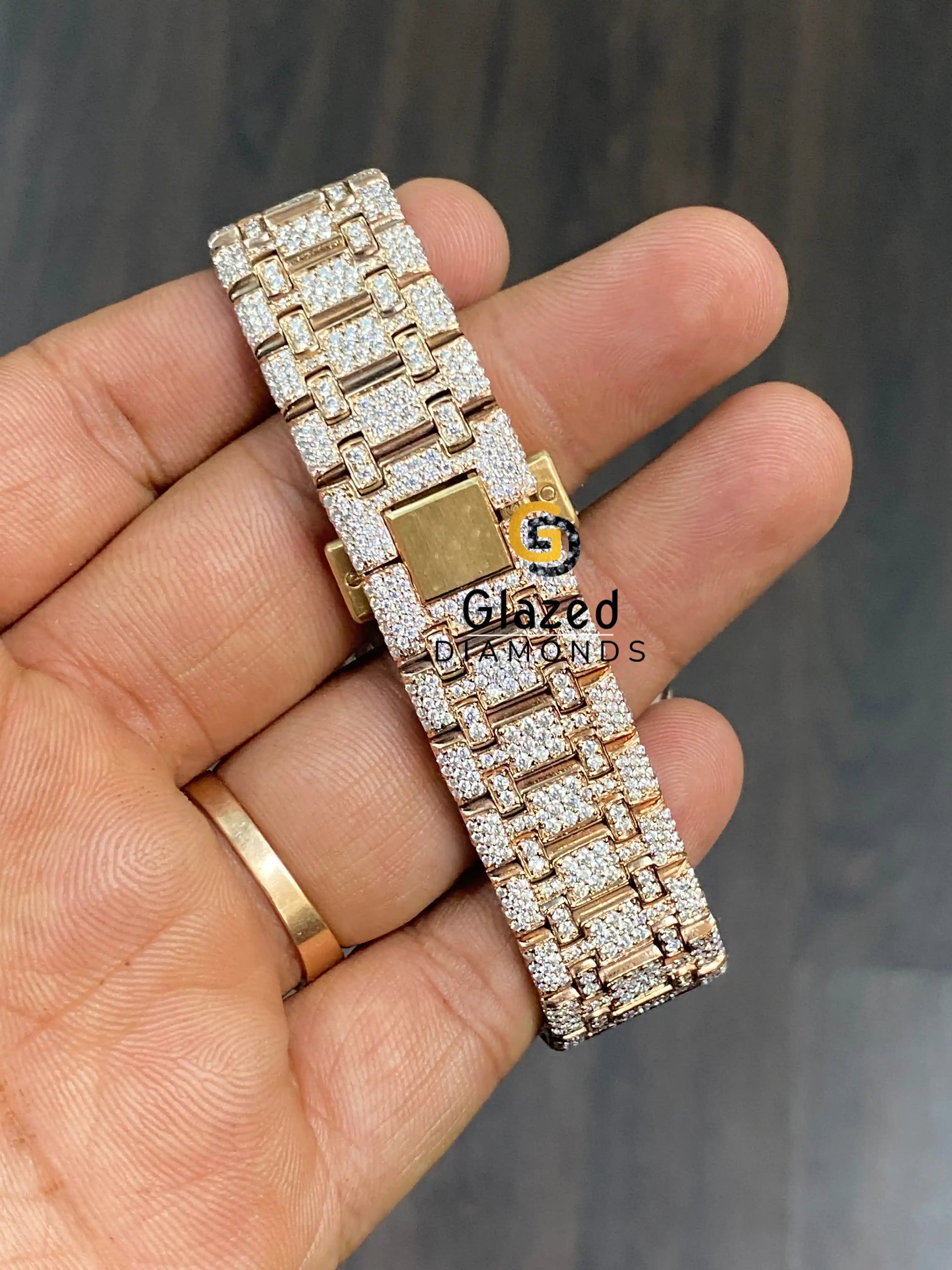 Fully Bust Down Diamond Studded Moissanite Watch