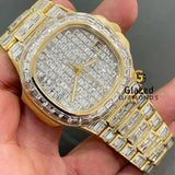 Custom Fully Icey Baguette Moissanite Diamond Watch