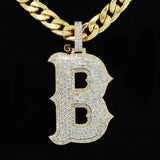 Iced Out Stylish Initial B Letter Custom Moissanite Diamond Pendant