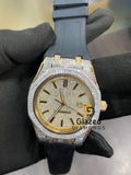 41mm Baguette Diamond Bezel Iced Out Watch With Black Rubber Strip