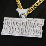 Custom PIERRE Name Iced Out Baguette and Round Moissanite Pendant