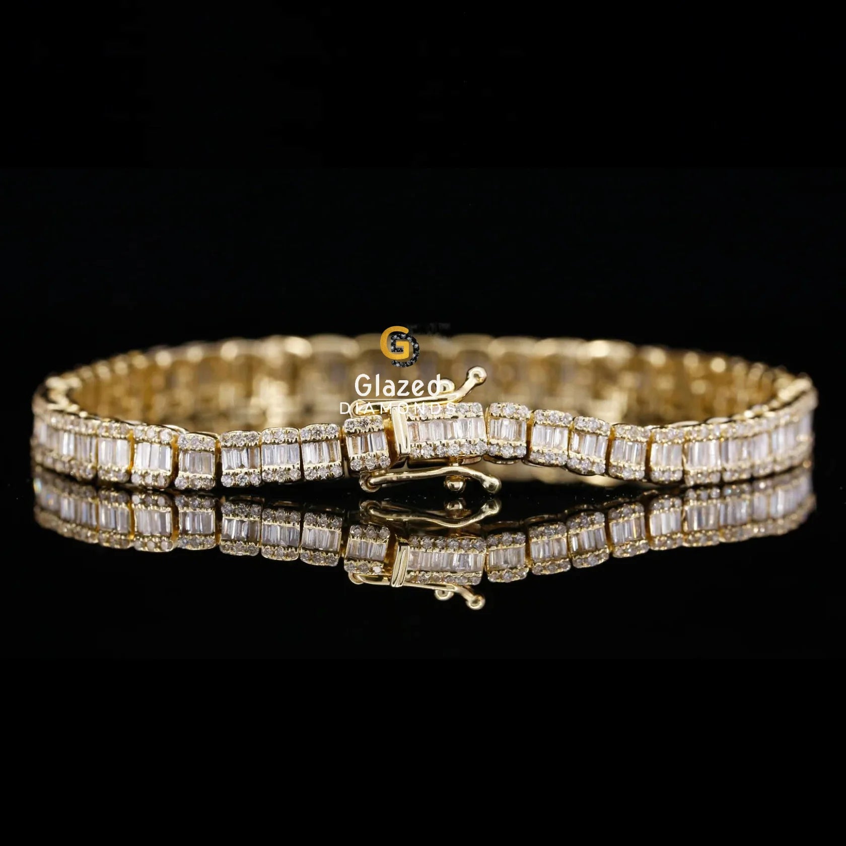 Baguette and Round Cut Moissanite Diamond Hip Hop Tennis Bracelet