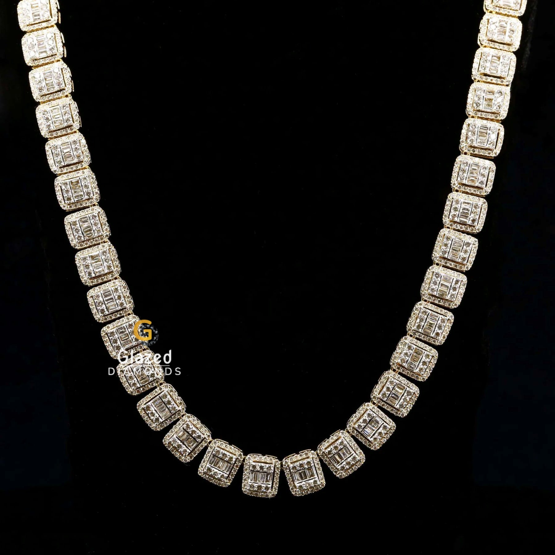 Iced Out Baguette and Round Cut Moissanite Diamond Tennis Chain