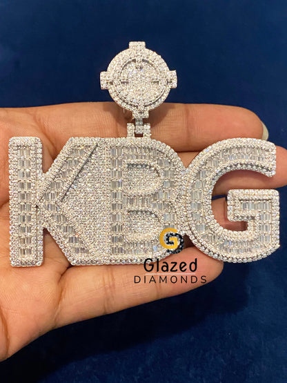 Baguette And Round Diamond Moissanite Pendant