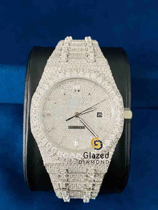 Baguette Bar Fully Iced Moissanite Watch