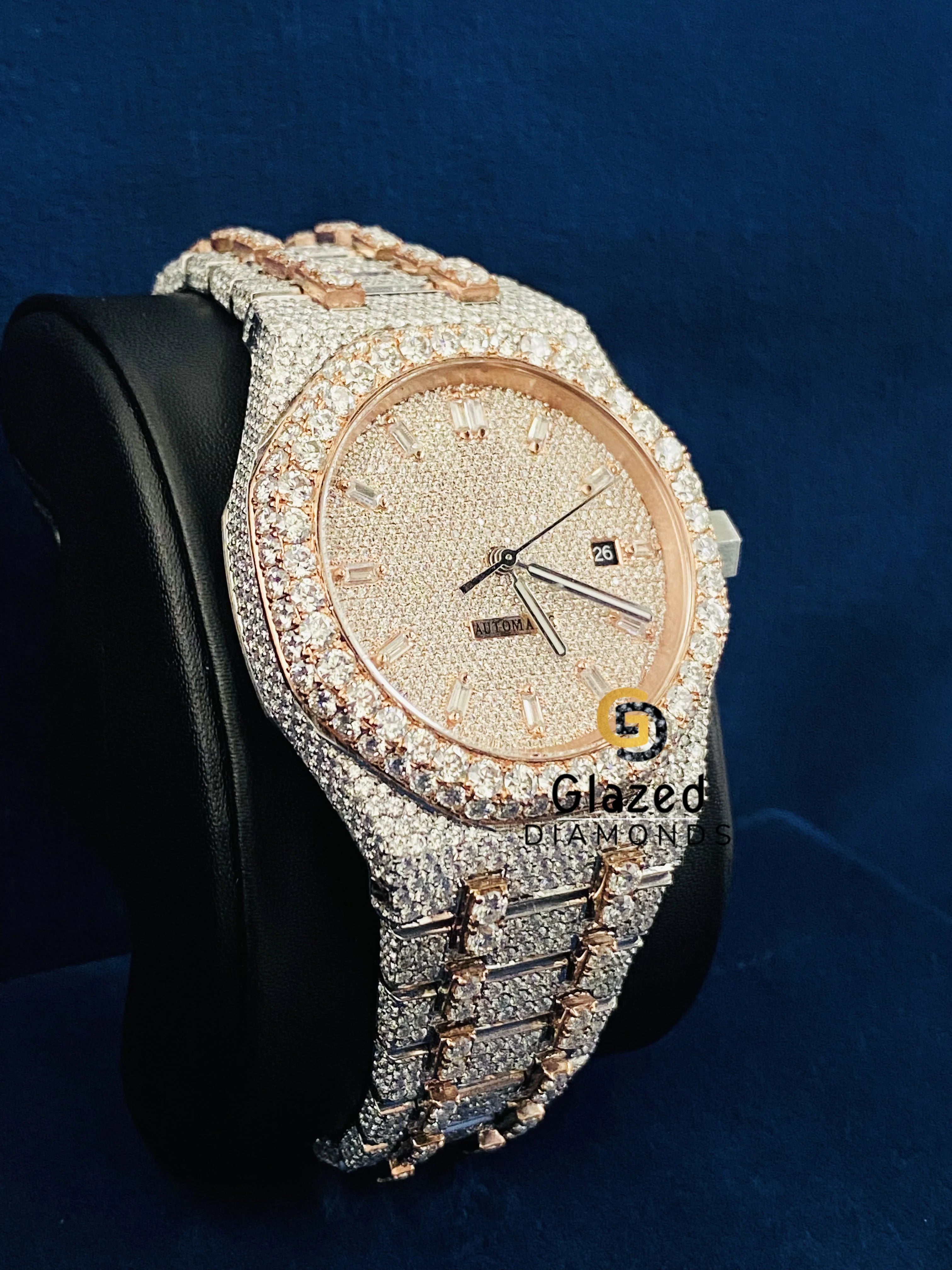 Baguette Bar Iced Out Two Tone Moissanite Watch