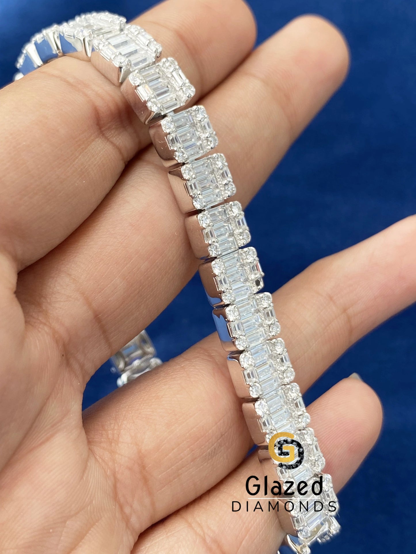 Baguette Cut Cluster Moissanite Bracelet