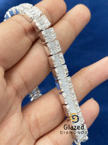 Baguette Cut Cluster Moissanite Bracelet